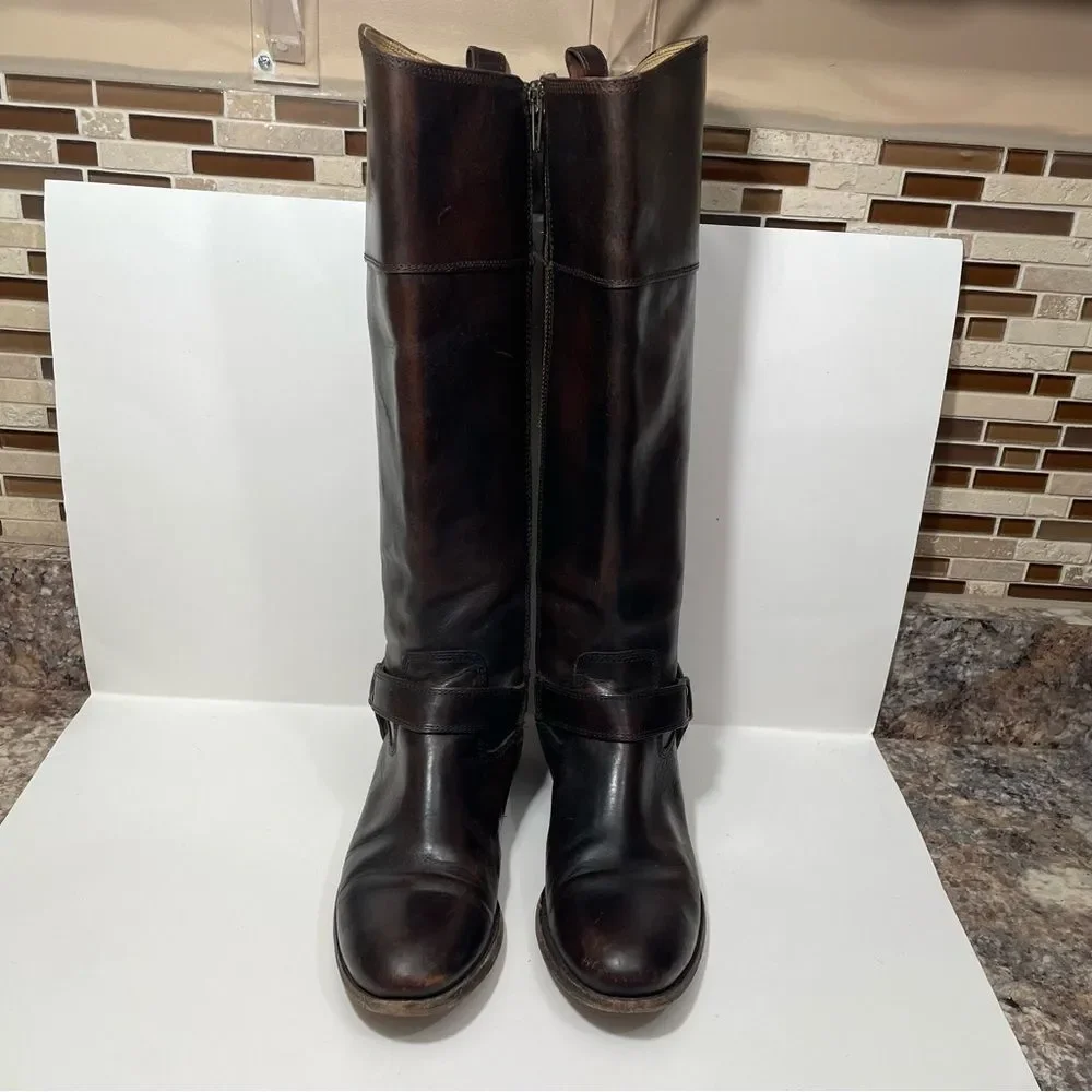 Frye Melissa Harness Warm Brown Tall Leather Riding Boots